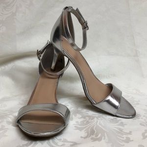 Silver Time and Tru Strappy Heels Size 8